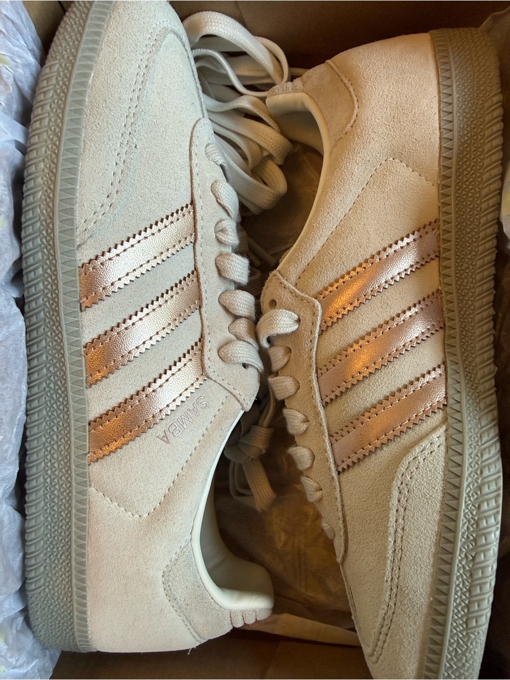 adidas Originals Samba Beige and Brown Suede Sneakers - Picture 8 of 9